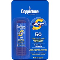 Coppertone SPORT Sunscreen Lip Balm, SPF 50 Sunscreen for Lips, Water Resistant Lip Sunscreen SPF 50, Skin Protectant, 0.13 Oz Tube