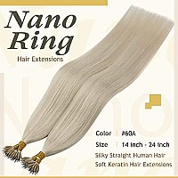 Sunny Hair Blonde Nano Extensions Human Hair 20Inch For Women Nano Bead Hair Extensions Human Hair Platinum Blonde Nano Hair Ext