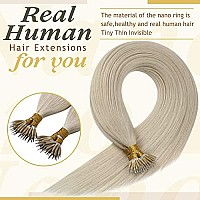 Sunny Hair Blonde Nano Extensions Human Hair 20Inch For Women Nano Bead Hair Extensions Human Hair Platinum Blonde Nano Hair Ext