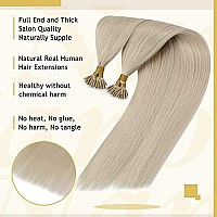 Sunny Hair Blonde Nano Extensions Human Hair 20Inch For Women Nano Bead Hair Extensions Human Hair Platinum Blonde Nano Hair Ext