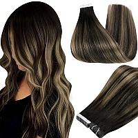 Full Shine Blonde Tape In Hair Extensions Human Hair 20 Inch Black Highlighted Honey Blonde Tape In Extensions Real Human Hair 2