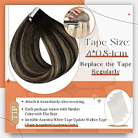 Full Shine Black Tape In Hair Extensions Human Hair 50Gram Real Hair Tape In Extensions 14Inch Tape In Human Hair 1B271B Off B