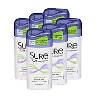 Sure Antiperspirant Deodorant, Solid, Fresh And Cool, 2.6 Oz, (6 Pack)