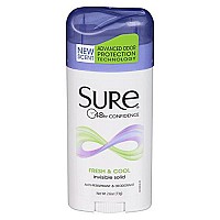 Sure Antiperspirant Deodorant, Solid, Fresh And Cool, 2.6 Oz, (6 Pack)