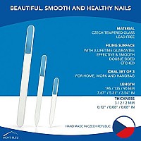 glass Nail File - Mont Bleu Premium Set of 3 crystal Nail Files in Pouch - Handmade gifts - Best glass Nail Files for Natural Nails - Washable Double Sided Nail File - Etched Nail Files