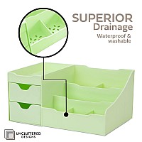 Uncluttered Designs Makeup Organizer With Drawers Modern Countertop Storage For Cosmetics Chic Vanity Holder For Perfume Sk