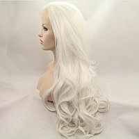 Xiweiya 60 Platinum Blonde Wavy Lace Front Wig Long Natural Wave White Blonde Synthetic Lace Front Wig Silver Blonde Wig Heat R