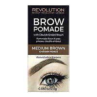 Makeup Revolution Brow Pomade, Waterproof Eyebrow Pomade, Long Lasting With Extreme Hold, Smudge-Proof, Vegan & cruelty Fee, Medium Brown, 25g