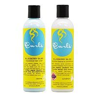 Curls Blueberry Bliss Reparative Hair Wash, 8 Ounces and Reparative Leave In Conditioner, 8 Ounces