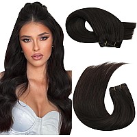 Moresoo Weft Hair Extensions Human Hair Brown Remy Human Hair Weft Extensions Darkest Brown Double Weft Hair Wefts Human Hair Se