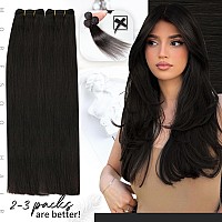 Moresoo Weft Hair Extensions Human Hair Brown Remy Human Hair Weft Extensions Darkest Brown Double Weft Hair Wefts Human Hair Se