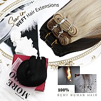 Moresoo Sew In Hair Extensions Real Human Hair Darkest Brown Weft Hair Extensions Human Hair Remy Double Weft Sew In Extensions