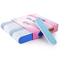 25Pcs Pana Mini Doublesided Emery Nail File For Manicure Pedicure Natural And Acrylic Nails Bluelight Blue Grit 10010