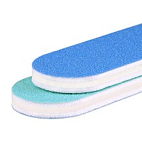 25Pcs Pana Mini Doublesided Emery Nail File For Manicure Pedicure Natural And Acrylic Nails Bluelight Blue Grit 10010