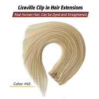 Blonde Human Hair Extensions Clip In Seamless Straight Platinum Blonde Clip In Hair Extensions For Women 20 Inch 70G 7Pcs Double