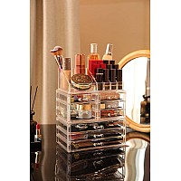 Cq Acrylic Clear Makeup Organizer And Storage Stackable Large Skin Care Cosmetic Display Case With 8 Drawers Make Up Stands For