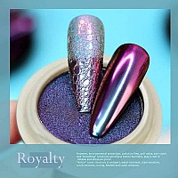 Prettydiva Chameleon Chrome Nail Powder Indigo Color Shifting Nail Powder With Multi Chrome Powders Mirror Nail Pigment Magic