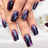 Prettydiva Chameleon Chrome Nail Powder Indigo Color Shifting Nail Powder With Multi Chrome Powders Mirror Nail Pigment Magic