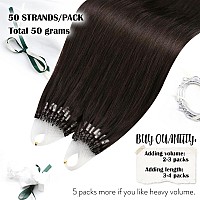 Moresoo Micro Beads Hair Extensions Human Hair Brown Micro Loop Hair Extensions Real Human Hair Darkest Brown Microbead Hair Ext