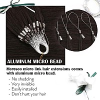 Moresoo Micro Beads Hair Extensions Human Hair Brown Micro Loop Hair Extensions Real Human Hair Darkest Brown Microbead Hair Ext