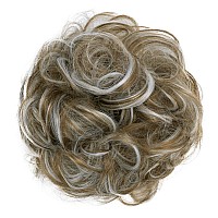 Caisha Messy Scrunchie Bun Voluminous Wavy Hairpiece Heatresistant Synthetic Fibres Light Brown Gray Mix G42A