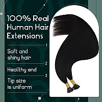 Ugeat I Tip Hair Extensions Remy Human Hair Natural Black Hair Extensions Real Human Hair Itip Soft Straight I Link Hair Extensi