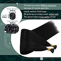 Ugeat I Tip Hair Extensions Remy Human Hair Natural Black Hair Extensions Real Human Hair Itip Soft Straight I Link Hair Extensi