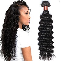 Blackmoon Hair Brazilian Virgin Hair Deep Wave Bundles One Bundle Unprocessed Virgin Human Hair Extension Deep Curly Hair Weave