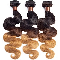 Lackmoon Hair 18 Inch Brazilian Virgin Ombre Hair Body Wave Hair Weave 1 Bundle Unprocessed Virgin Human Hair Extensions T1B42