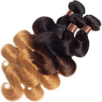 Lackmoon Hair 18 Inch Brazilian Virgin Ombre Hair Body Wave Hair Weave 1 Bundle Unprocessed Virgin Human Hair Extensions T1B42