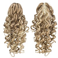 Swacc 12Inch Short Screw Curls Claw Clip Ponytail Extensions Synthetic Clip In Drawstring Curly Ponytail Hairpiece Jaw Clip Hai