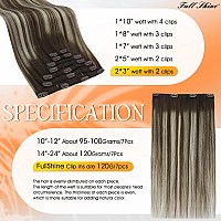 Full Shine Clip In Human Hair Extensions 16 Inch Brazilian Hair Clip In Extensions Brown Ombre Dark Brown Mix Platinum Blonde Re