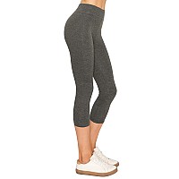 EttelLut cotton Spandex Basic Knit Jersey capri workout clothes for women leggings charcoal M