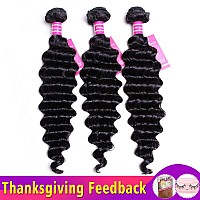 Vrvogue 10 12 14 Brazilia Deep Wave Hair Bundles Unprocessed Virgin Brazilian Human Hair Natural Color Weave Bundles Human