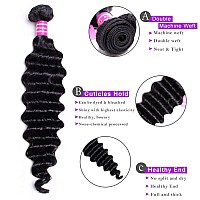 Vrvogue 10 12 14 Brazilia Deep Wave Hair Bundles Unprocessed Virgin Brazilian Human Hair Natural Color Weave Bundles Human