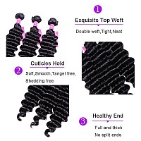 Vrvogue 10 12 14 Brazilia Deep Wave Hair Bundles Unprocessed Virgin Brazilian Human Hair Natural Color Weave Bundles Human