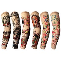 Tattoo Sleeves for Men,YARIEW 6Pcs Arm Sleeves Fake Tattoos Sleeves to Cover Arms Sun Protection Sleeves Tattoo Sleeve Covers Tattoo Cover Up Sleeve Temporary Tattoo Sleeves for Men and Women (Set 5)