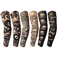 Tattoo Sleeves for Men,YARIEW 6Pcs Arm Sleeves Fake Tattoos Sleeves to Cover Arms Sun Protection Sleeves Tattoo Sleeve Covers Tattoo Cover Up Sleeve Temporary Tattoo Sleeves for Men and Women (Set 6)