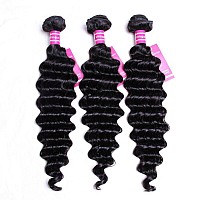 Vrvogue Weave Hair 22 24 26 Brazilian Deep Wave Human Hair Bundles Unprocessed Virgin Brazilian Human Hair Weave Extensions