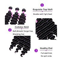 Vrvogue Weave Hair 22 24 26 Brazilian Deep Wave Human Hair Bundles Unprocessed Virgin Brazilian Human Hair Weave Extensions