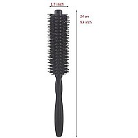 Round Brush with Natural Boar and Nylon Bristles, Small Volumizing Hair Brush- 1.7 Inch Diameter Barrel