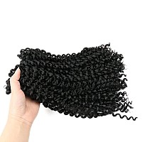 Lady Miranda Pure Color Afro kinky Curly Braiding Hair Extensions Jerry Curl Crochet Hair 3X Braid Hair Short Synthetic Hair Styles (Black)