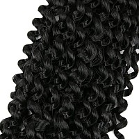 Lady Miranda Pure Color Afro kinky Curly Braiding Hair Extensions Jerry Curl Crochet Hair 3X Braid Hair Short Synthetic Hair Styles (Black)