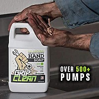 grip clean Degreaser Hand cleaner for Auto Mechanics - Dirt-Infused Liquid Hand Soap Absorbs grease, Oil, & Odors Natural Heavy Duty Pumice Soap with Moisturizing Ingredients Lime Scented