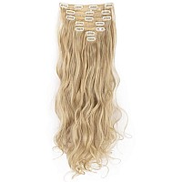 Lelinta 24 Thick Curly Full Head Clip In On Double Weft Hair Extensions Sandy Blonde Mix Bleach Blonde