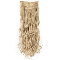 Lelinta 24 Thick Curly Full Head Clip In On Double Weft Hair Extensions Sandy Blonde Mix Bleach Blonde