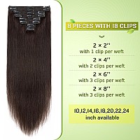 Mylady Double Weft 100 Remy Human Hair Clip In Extensions 2 Dark Brown 1022 Grade 7A Quality Full Head Thick Thickened L