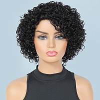 Short Curly Human Hair Wigs For Black Women Udu Short Curly Wigs Human Hair Non Lace Glueless Wig With Bangs Side Part Wigs Nat