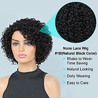 Short Curly Human Hair Wigs For Black Women Udu Short Curly Wigs Human Hair Non Lace Glueless Wig With Bangs Side Part Wigs Nat