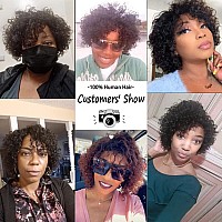 Short Curly Human Hair Wigs For Black Women Udu Short Curly Wigs Human Hair Non Lace Glueless Wig With Bangs Side Part Wigs Nat